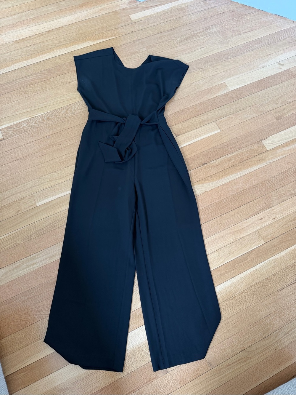 LOFT Black Wide-Leg Jumpsuit with Waist Tie